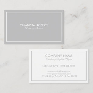 Carte De Visite Bordure grise et blanche réversible simple et mode