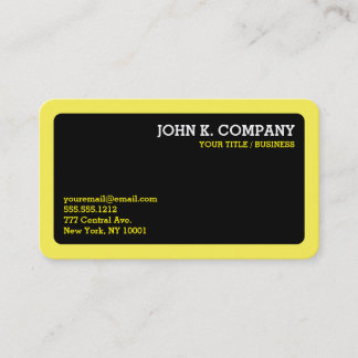 Carte De Visite Bordure jaune Noir moderne Minimal Professionnel