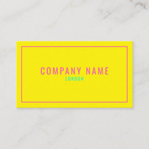 Carte De Visite Bordure mince rose néon, jaune