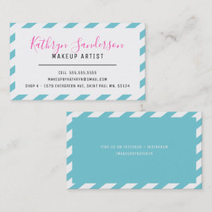 Carte De Visite BORDURE MINIMALE MODERNE BORD bleu bleu rose blanc