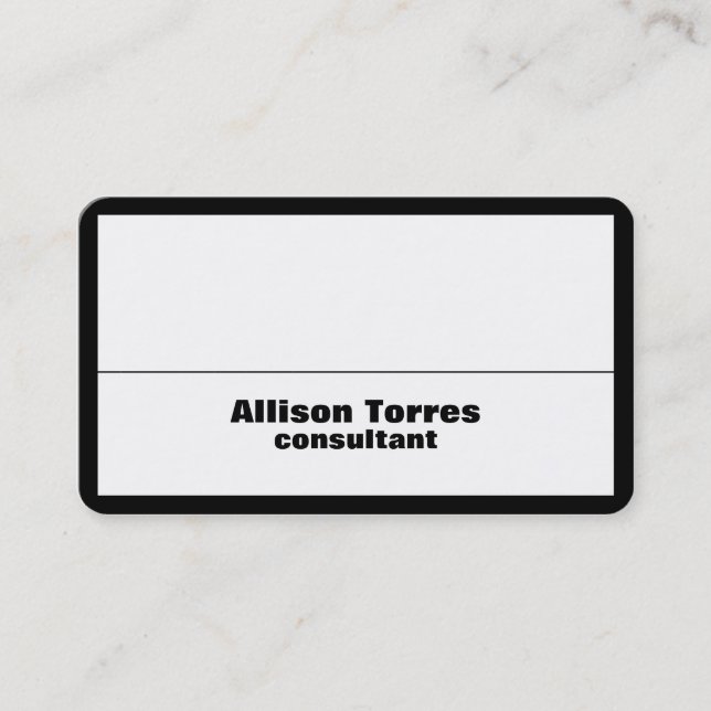 Carte De Visite Bordure noire et blanche élégante Plaine créative  (Devant)