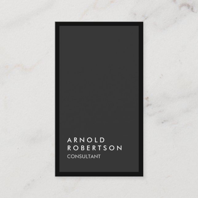 Carte De Visite Bordure noire gris vertical unique (Devant)