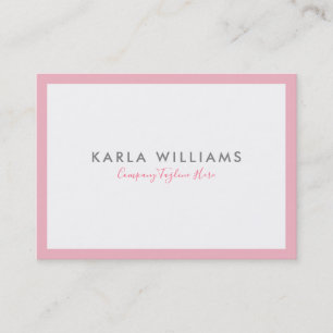 Carte De Visite Bordure rose minimaliste sur blanc