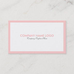 Carte De Visite Bordure simple minimaliste blanche et rose clair