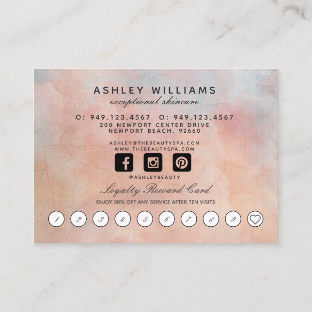 Carte De Visite Botanique moderne Blush & Black 10 Visiter Loyalty (Dos)