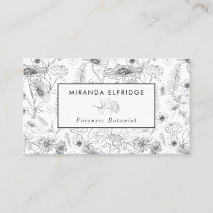 Carte De Visite Botanique rose floral de marais blanc noir