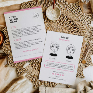 Carte De Visite Botox Instructions pour les soins postérieurs au s
