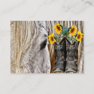 Carte De Visite Botte de Cheval Cowboy Tournesols