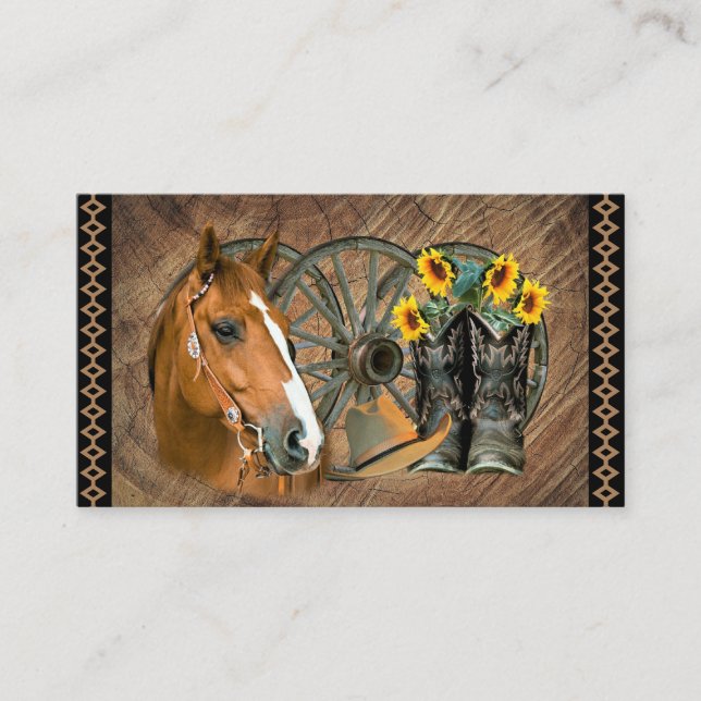 Carte De Visite Botte de cowboy du cheval occidental Casquette rou (Devant)
