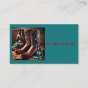 Carte De Visite Bottes de cowboy et bijoux Turquoise (Turquoise)