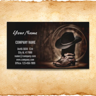 Carte De Visite bottes de cowboy vintage rustique pays de l'ouest