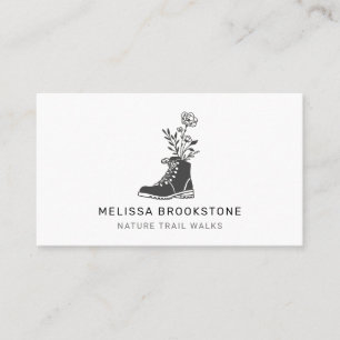 Carte De Visite Bottes De Randonnées Illustrées Avec Fleurs
