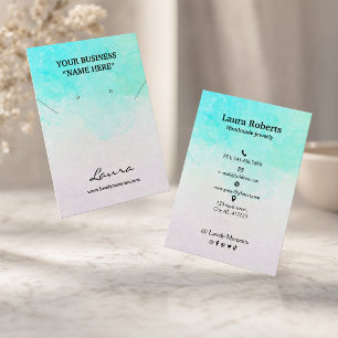 Carte De Visite Boucles d'oreille Abstrait Aqua Blue