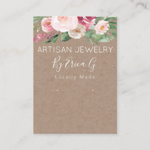 Carte De Visite Boucles d'oreilles artisanales en Kraft Floral
