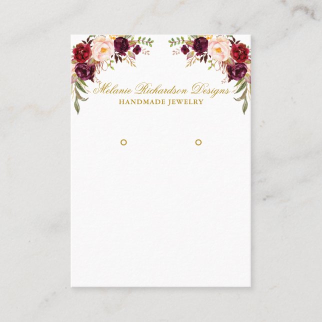 Carte De Visite Boucles d'oreilles florales Bourgogne (Devant)