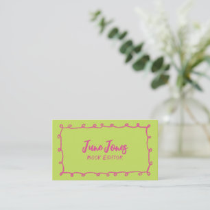 Carte De Visite Boucles faites main Doodle Whimsical Inky Brushstr