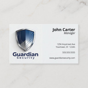Carte De Visite Bouclier de sécurité de protection Bleu et Argent