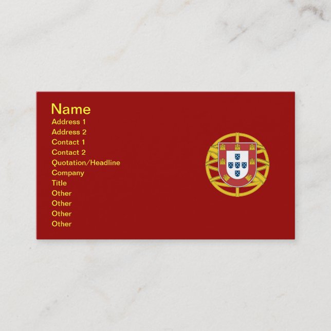 Carte De Visite bouclier portugais (Devant)