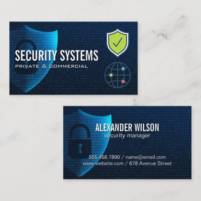 Carte De Visite Bouclier sécurité | Protection réseau | Code (Devant / Derrière)