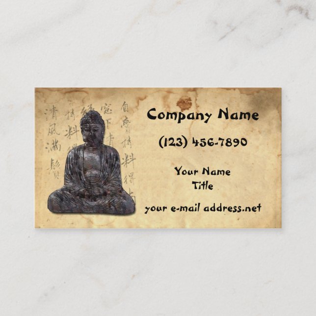 Carte De Visite Bouddha a vieilli la calligraphie asiatique de (Devant)
