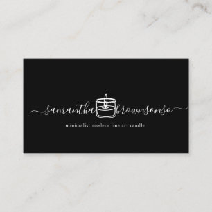 Carte De Visite Bougie en art linéaire minimaliste moderne noir