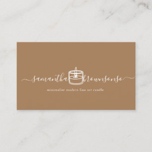 Carte De Visite Bougie marron dessin au trait minimaliste moderne