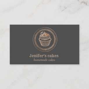 Carte De Visite Bouilloire rose moderne en feuille d'or cupcake