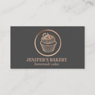 Carte De Visite Bouilloire rose moderne en feuille d'or cupcake