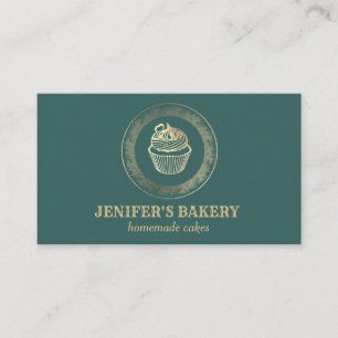 Carte De Visite Bouilloire vintage moderne en feuille d'or cupcake
