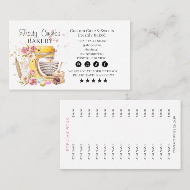 Carte de visite boulangerie (Devant / Derrière)