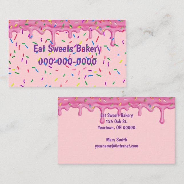 Carte De Visite Boulangerie À Bonbons Et Boulangerie À Glace (Devant / Derrière)