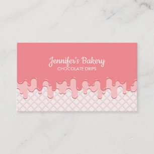 Carte De Visite Boulangerie à gaufre à crème rose