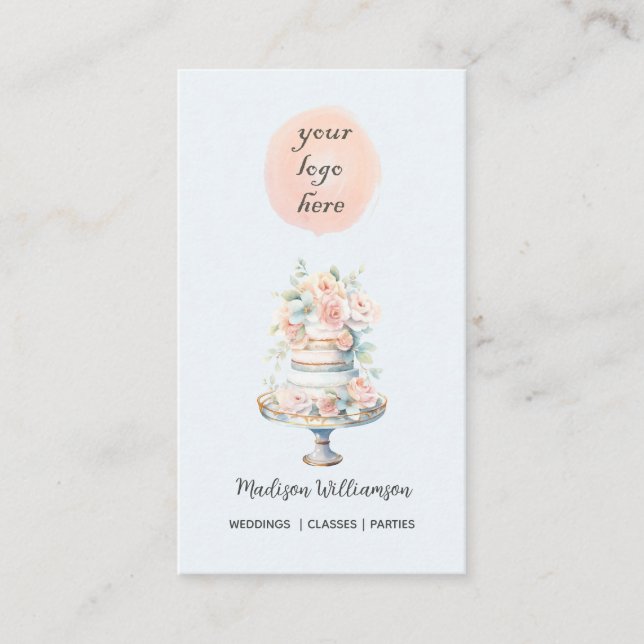 Carte De Visite Boulangerie Ajouter Votre Logo Mariage Gâteau (Devant)