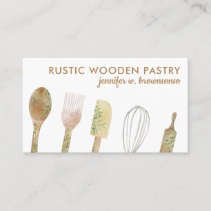 Carte De Visite Boulangerie aquarelle fleur rustique chef mignon