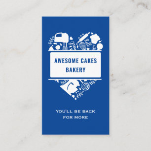 Carte De Visite Boulangerie Bleu Blanc Gâteaux Gâteaux Biscuits Pâ