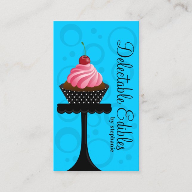 Carte De Visite boulangerie bleue lunatique de petit gâteau (Devant)