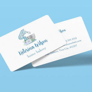 Carte De Visite Boulangerie Blue Flower Mixer