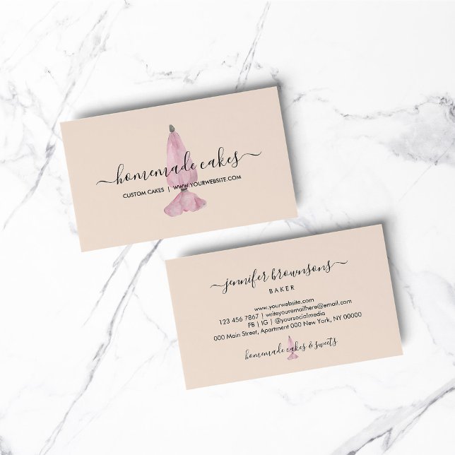 Carte De Visite Boulangerie Blush Élégant Design Pâtisserie Sweet (Blush Bakery Elegant Design Pastry Sweet Business Card)