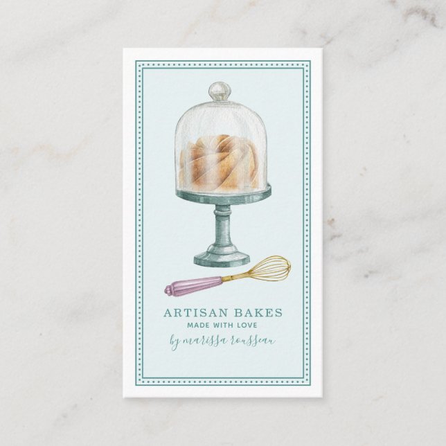 Carte De Visite boulangerie boulangerie pâtisserie Chef Aquarelle (Devant)