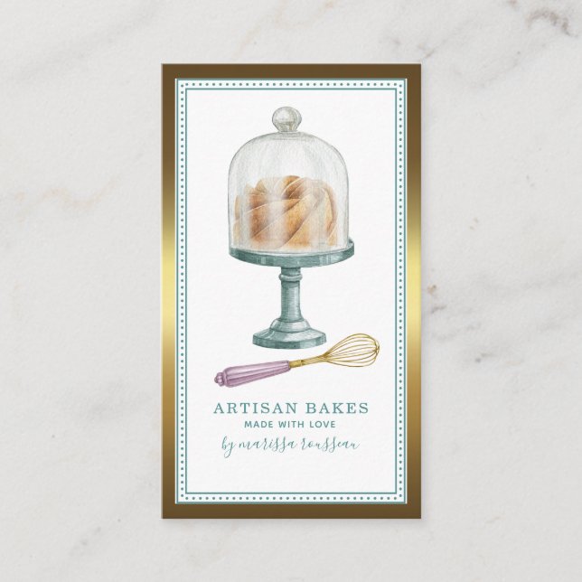 Carte De Visite Boulangerie boulangerie pâtisserie Chef Aquarelle  (Devant)