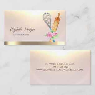 Carte De Visite Boulangerie Brochure Brochure Fleurs de Whisk Or