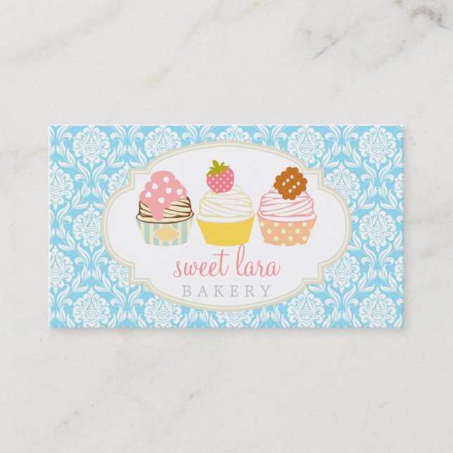 Carte De Visite Boulangerie Café Retro Sweet Cupcakes Cute Boutiqu (Devant)