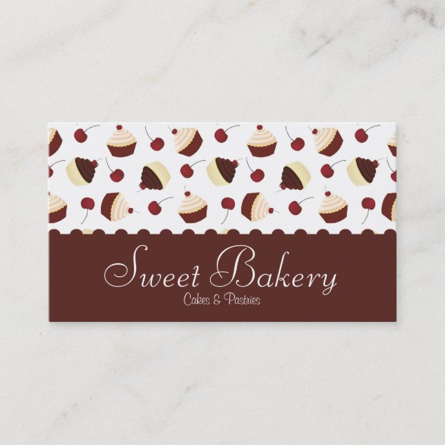 Carte De Visite Boulangerie Chocolate Cherry Cupcake (Devant)