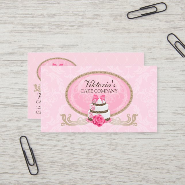 Carte De Visite Boulangerie classique de gâteaux (Devant/Arrière en situation)