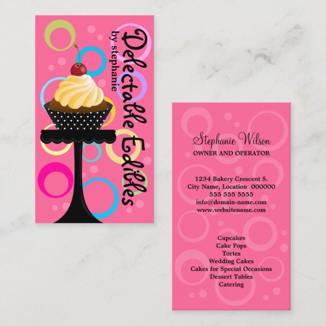 Carte De Visite Boulangerie colorée de petit gâteau (Devant / Derrière)