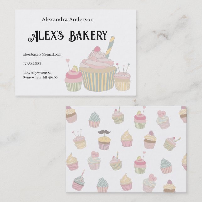 Carte De Visite Boulangerie Cupcake (Devant / Derrière)