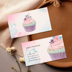 Carte De Visite Boulangerie Cupcake Aquarelle