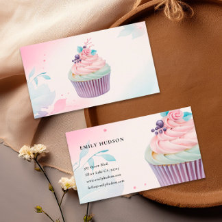 Carte De Visite Boulangerie Cupcake Aquarelle