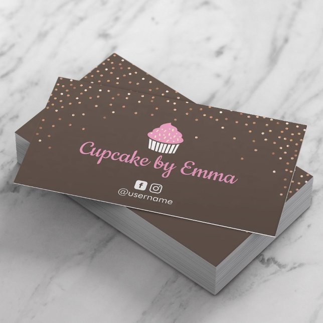 Carte De Visite Boulangerie Cupcake Chocolat Sweet Médias sociaux (Créateur téléchargé)