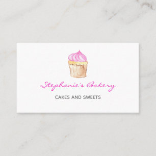 Carte De Visite Boulangerie Cupcake Élégant rose moderne